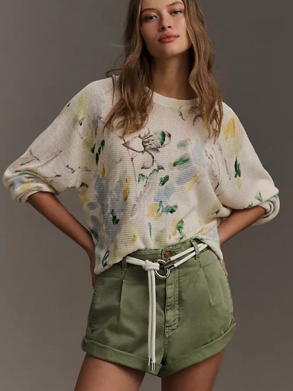 BY ANTHROPOLOGIE floral printed light knit summer sweater